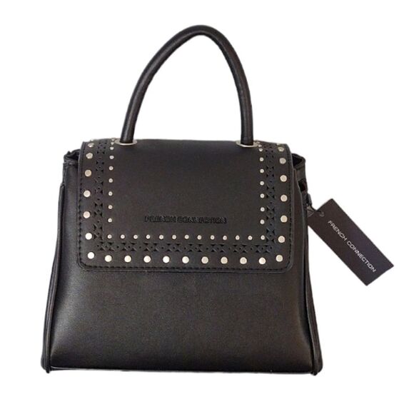French Connection Bellita Black Stud Mini Crossbody with Top Handle NWT - Picture 4 of 17